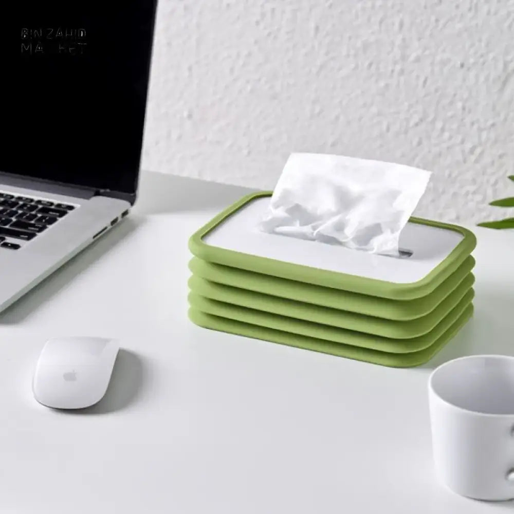 SILICONE TISSUE BOX – SELF-CLOSING MINIMALIST PAPER HOLDER FOR LIVING ROOM DINING & COFFEE TABLE