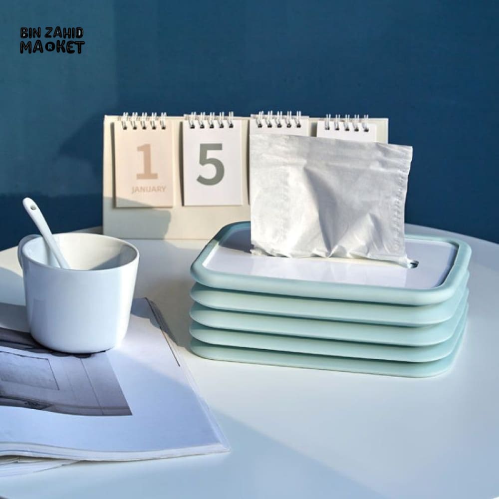 SILICONE TISSUE BOX – SELF-CLOSING MINIMALIST PAPER HOLDER FOR LIVING ROOM DINING & COFFEE TABLE