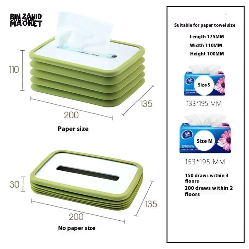 SILICONE TISSUE BOX – SELF-CLOSING MINIMALIST PAPER HOLDER FOR LIVING ROOM DINING & COFFEE TABLE