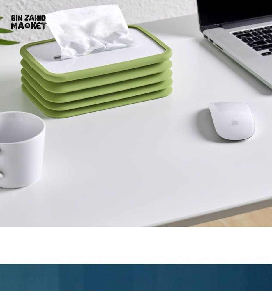 SILICONE TISSUE BOX – SELF-CLOSING MINIMALIST PAPER HOLDER FOR LIVING ROOM DINING & COFFEE TABLE