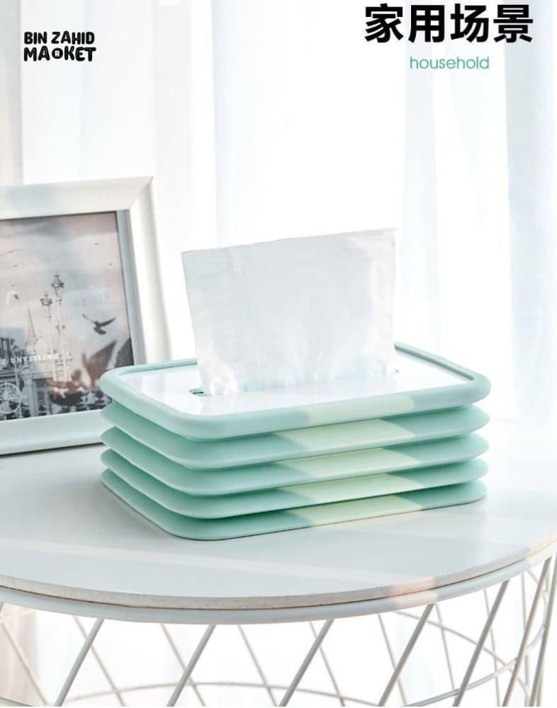 SILICONE TISSUE BOX – SELF-CLOSING MINIMALIST PAPER HOLDER FOR LIVING ROOM DINING & COFFEE TABLE