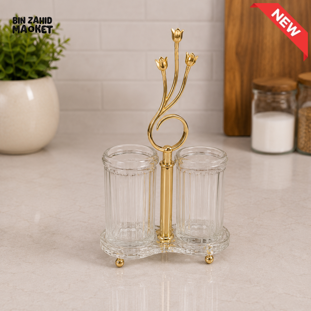 SILVERLUXA 2-PIECE GLASS HOLDER SET