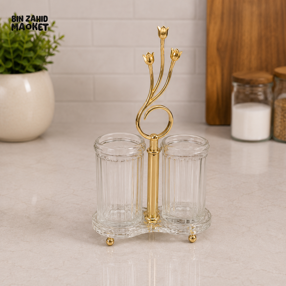 SILVERLUXA 2-PIECE GLASS HOLDER SET