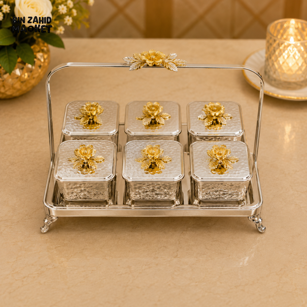 SILVERLUXA 6 PCS CONDIMENT SET WITH STAND