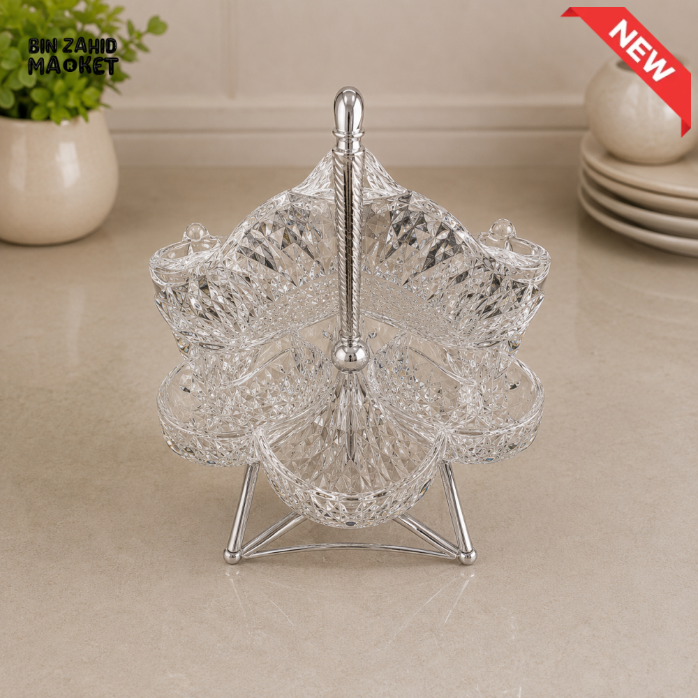 SILVERLUXA 6-SECTION CRYSTAL SERVING BOWL