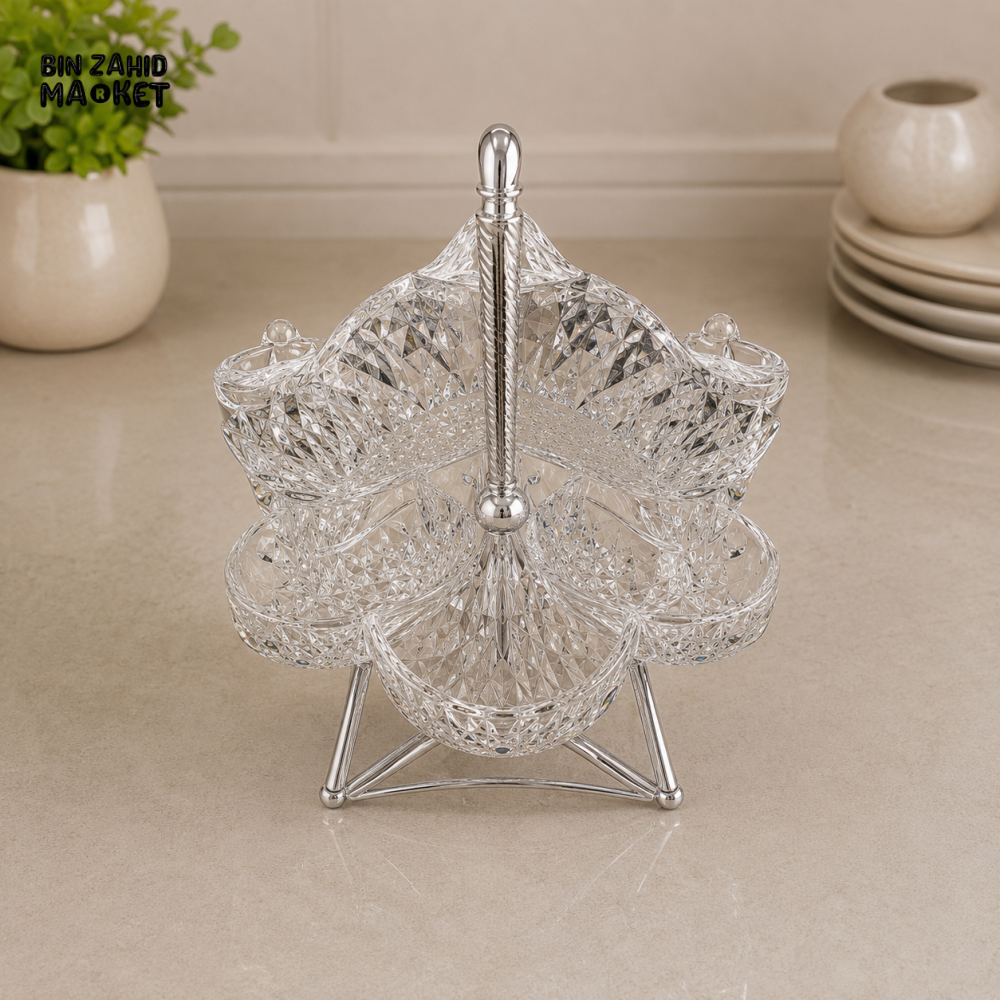 SILVERLUXA 6-SECTION CRYSTAL SERVING BOWL