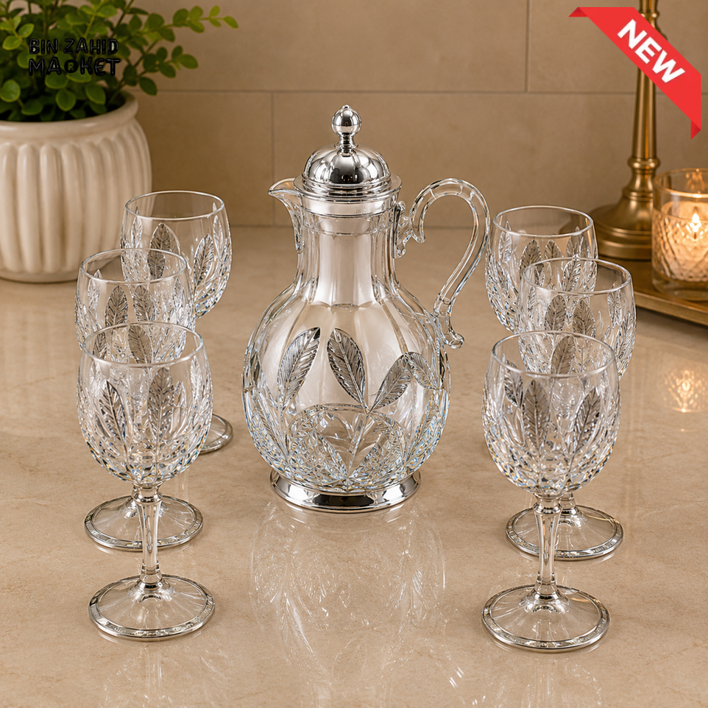 SILVERLUXA 7-PIECE CRYSTAL DRINKWARE SET