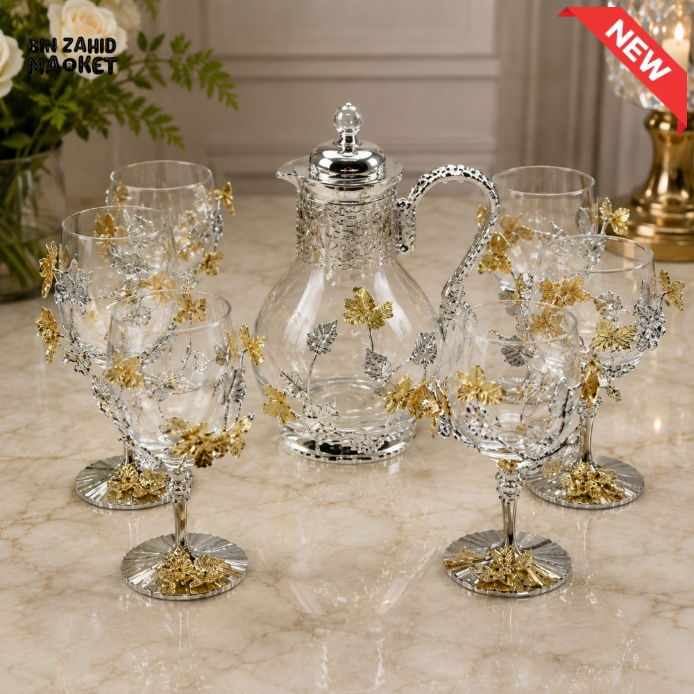 SILVERLUXA 7-PIECE CRYSTAL DRINKWARE SET