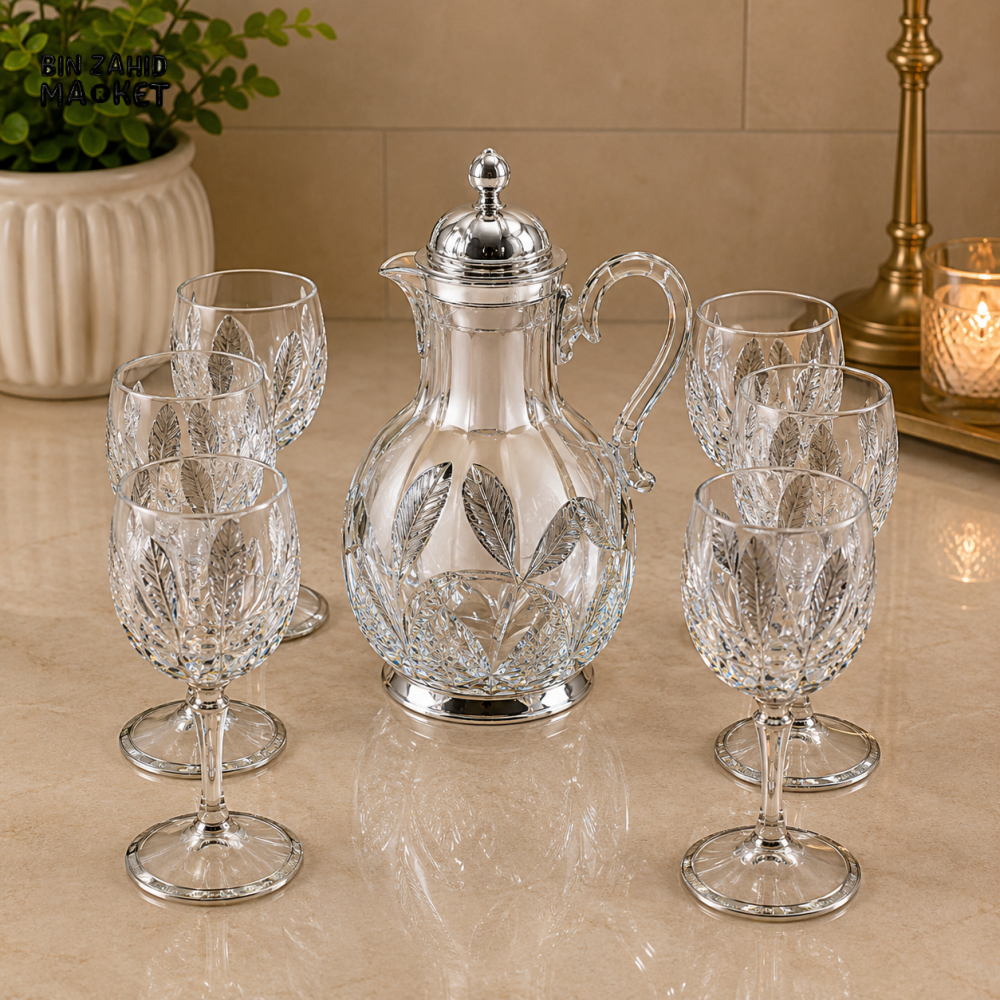 SILVERLUXA 7-PIECE CRYSTAL DRINKWARE SET
