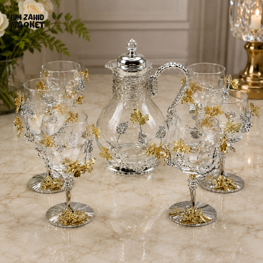 SILVERLUXA 7-PIECE CRYSTAL DRINKWARE SET