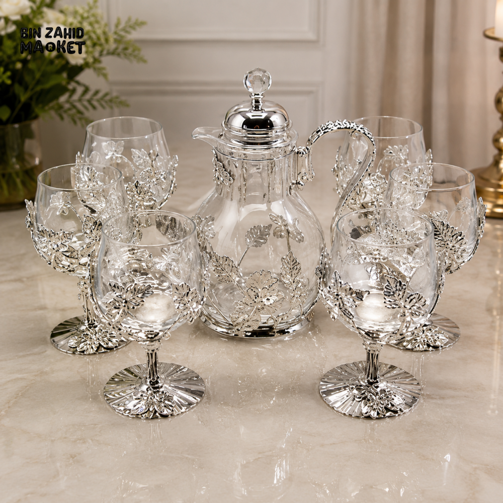 SILVERLUXA 7-PIECE CRYSTAL DRINKWARE SET