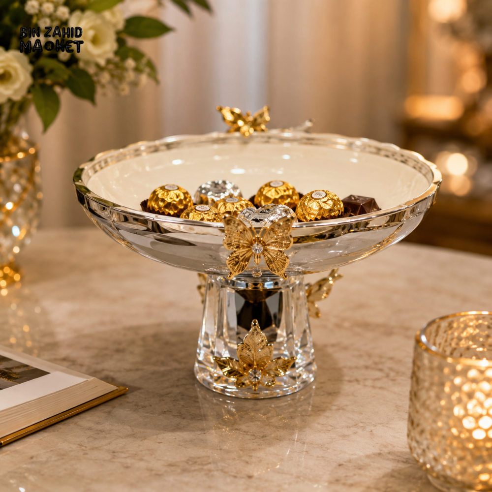 SILVERLUXA CRYSTAL PEDESTAL SERVING BOWL