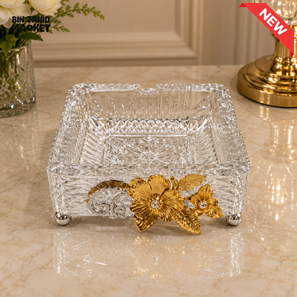 SILVERLUXA CRYSTAL SQUARE ASH TRAY