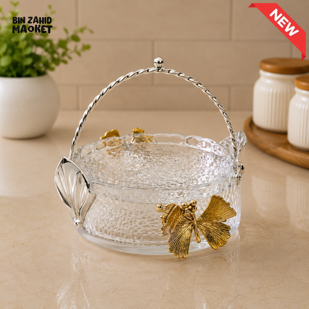 SILVERLUXA DECORATIVE GLASS SERVING BASKET