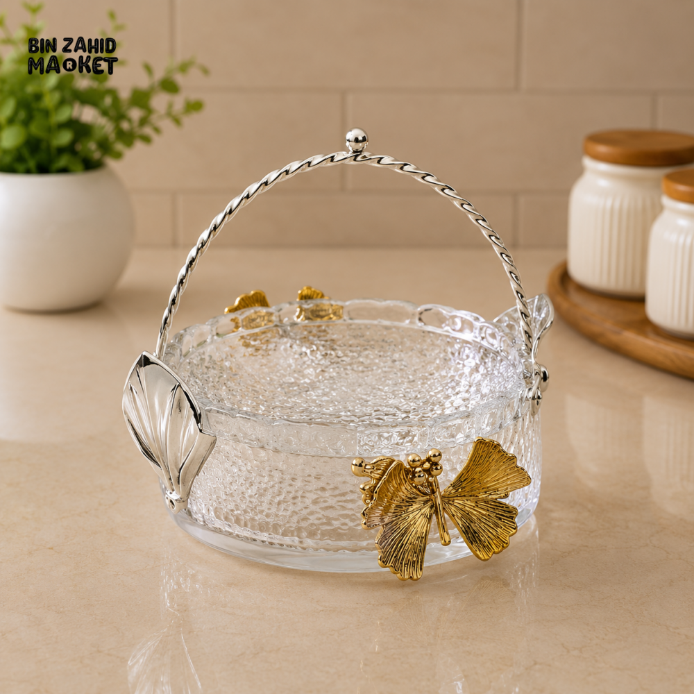 SILVERLUXA DECORATIVE GLASS SERVING BASKET