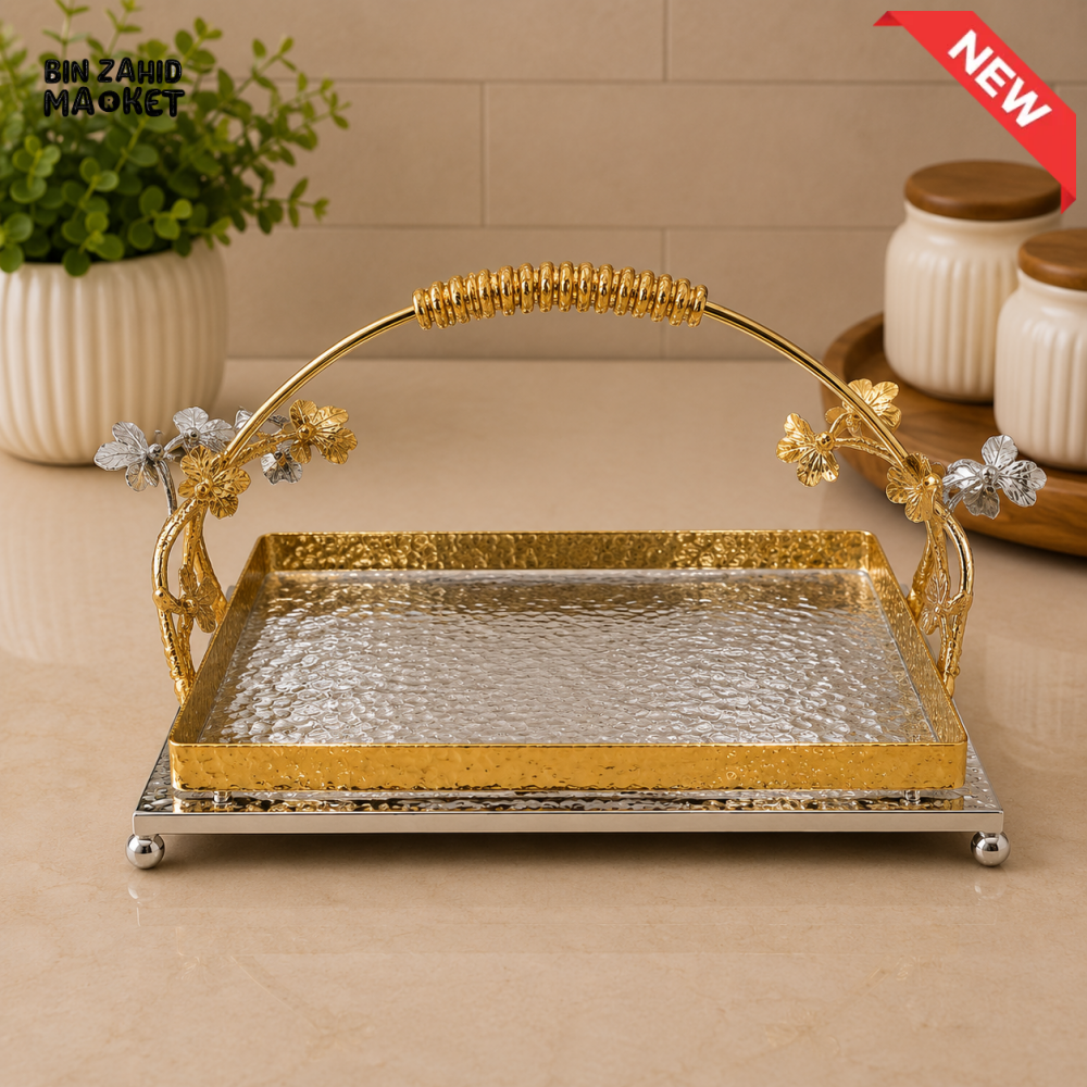 SILVERLUXA RECTANGULAR SERVING TRAY WITH HANDLE - LARGE