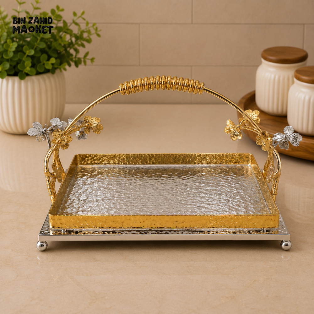 SILVERLUXA RECTANGULAR SERVING TRAY WITH HANDLE - MEDIUM
