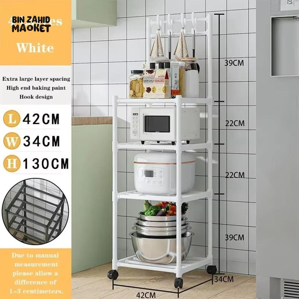 SLIM WHEELED STORAGE CART WITH HOOKS – TOOL-FREE SETUP