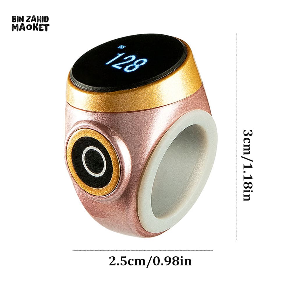 SMART WATERPROOF DIGITAL ZIKR TASBEEH RING – BLUETOOTH 5 PRAYER TIME REMINDER SMART WEARABLE COUNTER