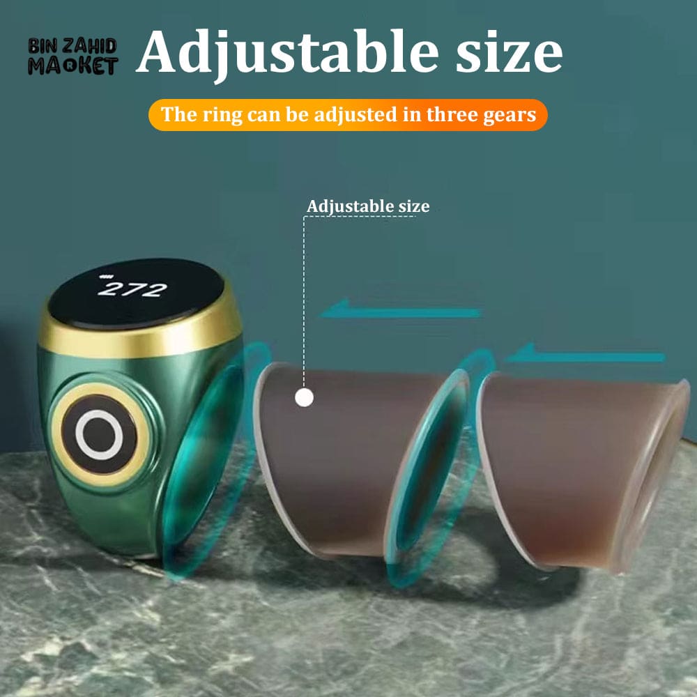 SMART WATERPROOF DIGITAL ZIKR TASBEEH RING – BLUETOOTH 5 PRAYER TIME REMINDER SMART WEARABLE COUNTER