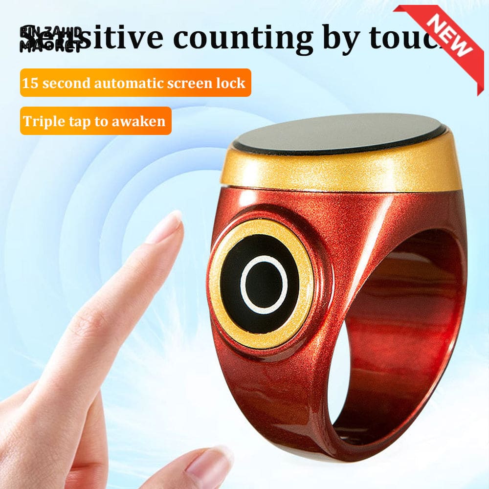 SMART WATERPROOF DIGITAL ZIKR TASBEEH RING – BLUETOOTH 5 PRAYER TIME REMINDER SMART WEARABLE COUNTER