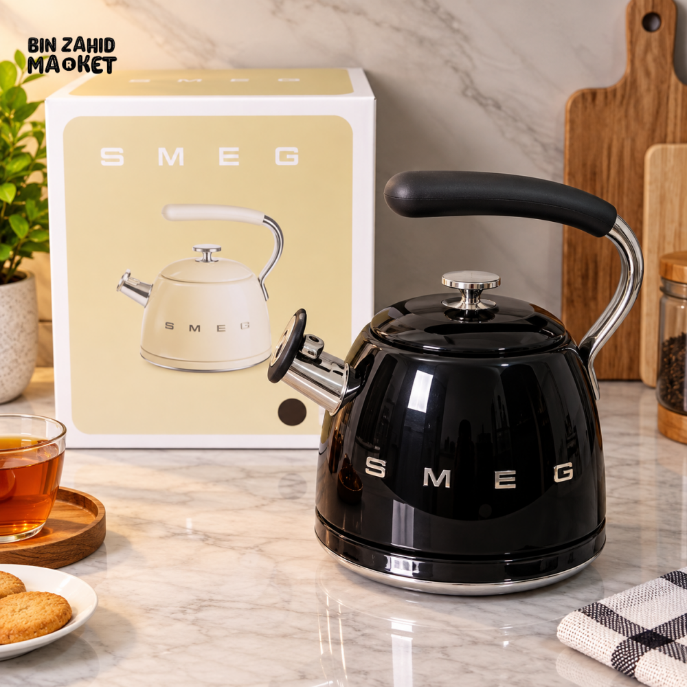 SMEG 2.3L WHISTLING STOVETOP KETTLE - BLACK