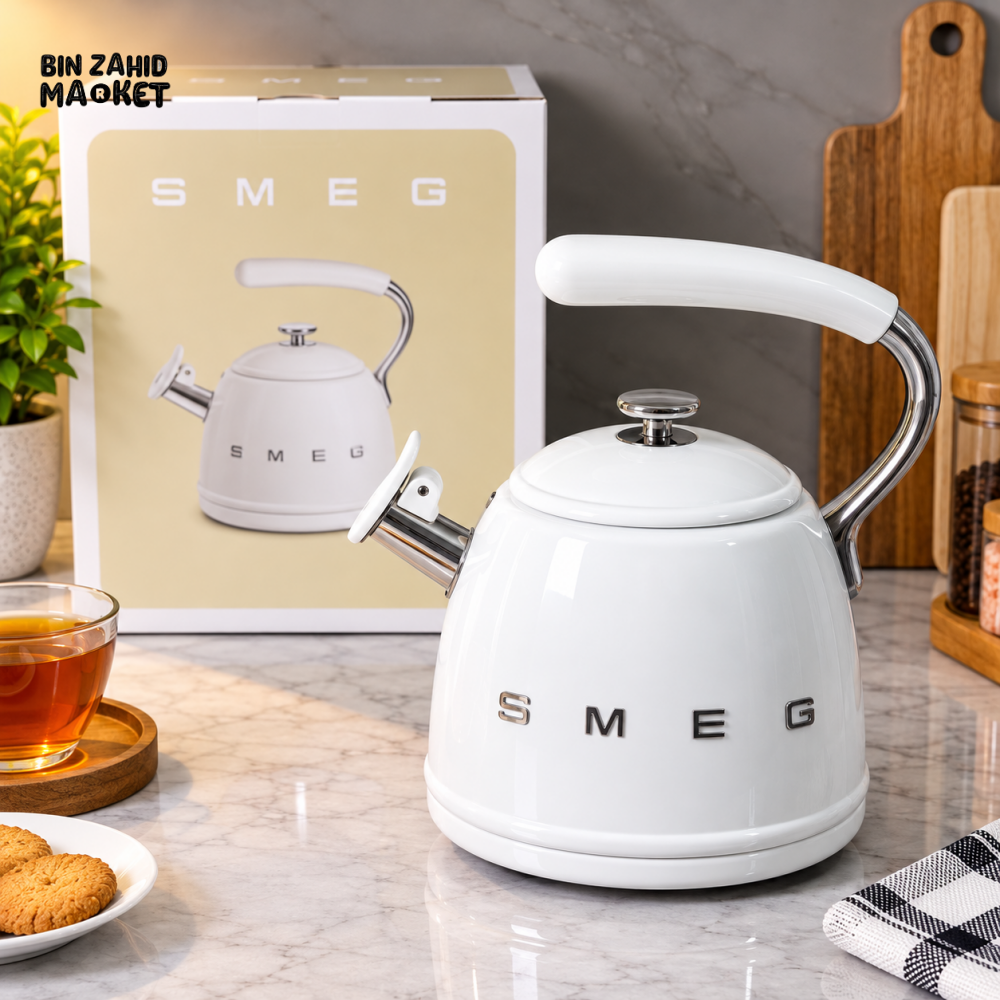 SMEG 2.3L WHISTLING STOVETOP KETTLE - WHITE