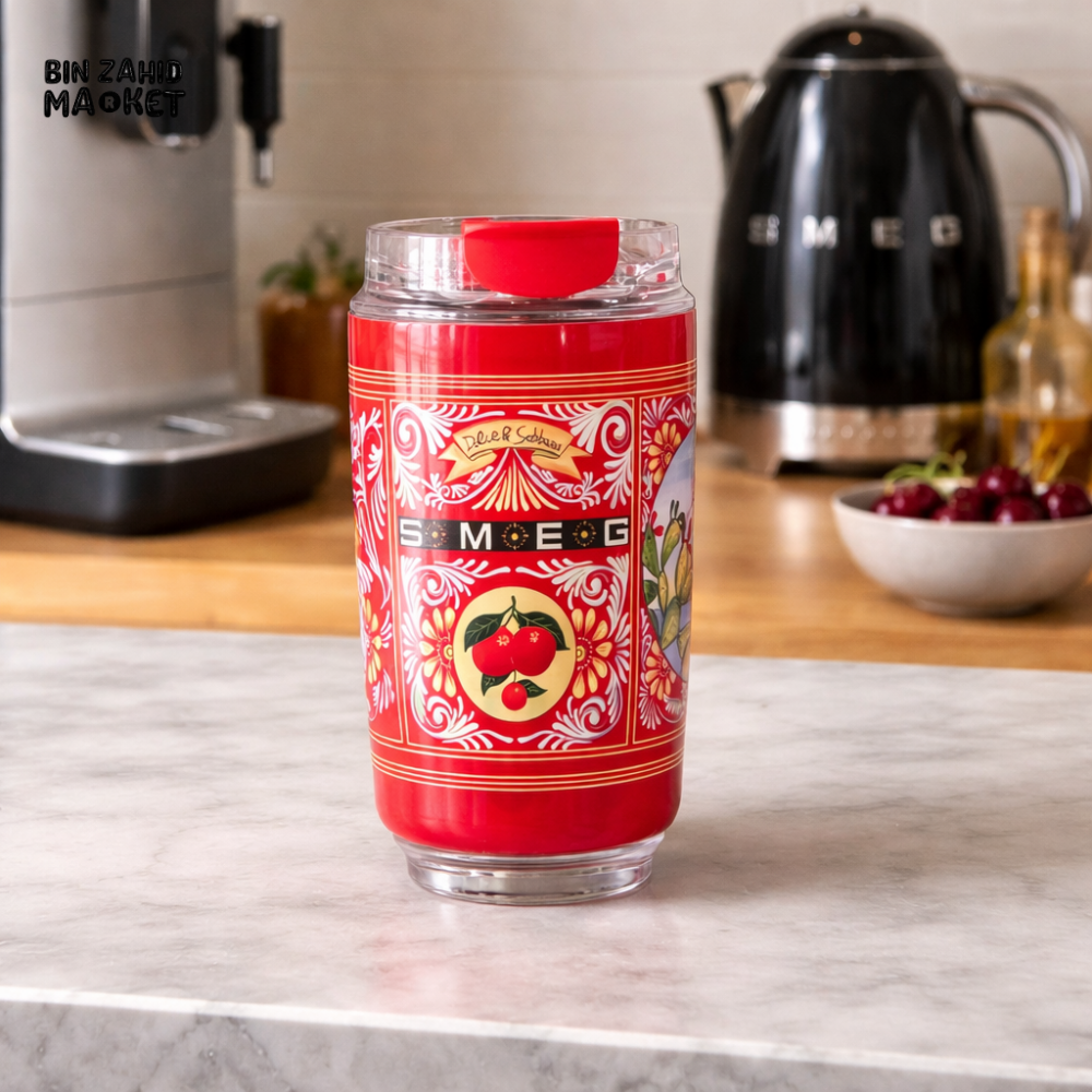 SMEG BOLCE & GABBANA TRAVEL MUG 320ML - RED CHERRIES