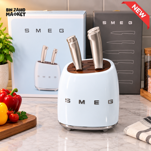 SMEG KNIFE BLOCK WITH KITCHEN KNIVES 6 PIECES - BLUE