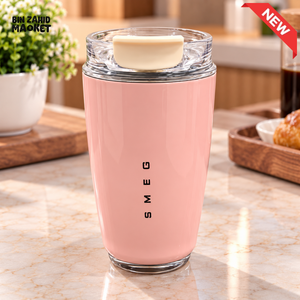 SMEG TRAVEL TUMBLER WITH CLEAR LID - PINK - Tumblers