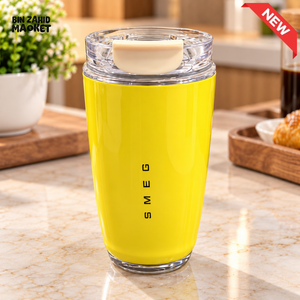 SMEG TRAVEL TUMBLER WITH CLEAR LID - YELLOW - Tumblers