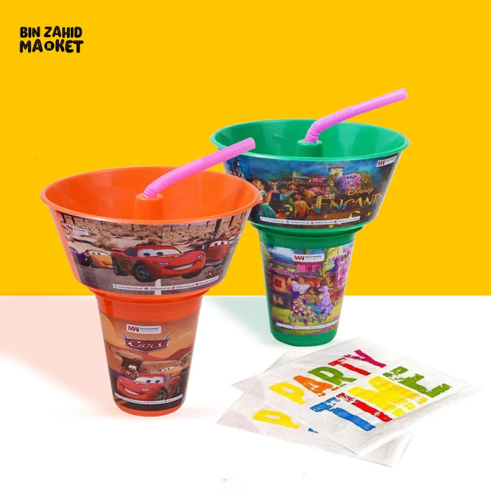 SNACKS BUCKET CUP WITH STRAW