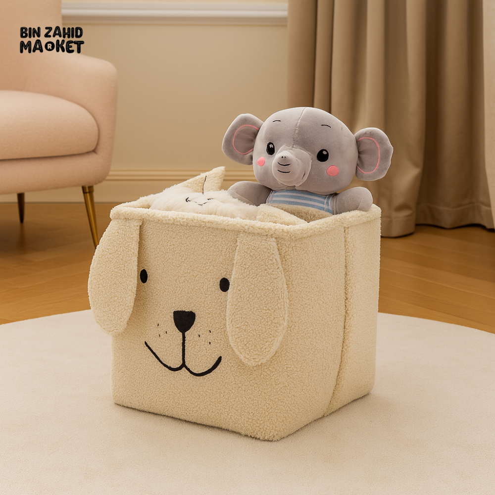 SOFT PLUSH BIG EAR BUNNY STORAGE BASKET – CUTE CARTOON MULTI-PURPOSE ORGANIZER FOR HOME, TOYS & LAUNDRY