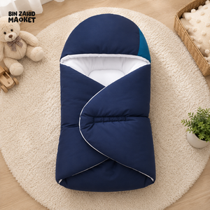 SOLID COTTON POLYESTER BABY CARRY NEST - BLUE