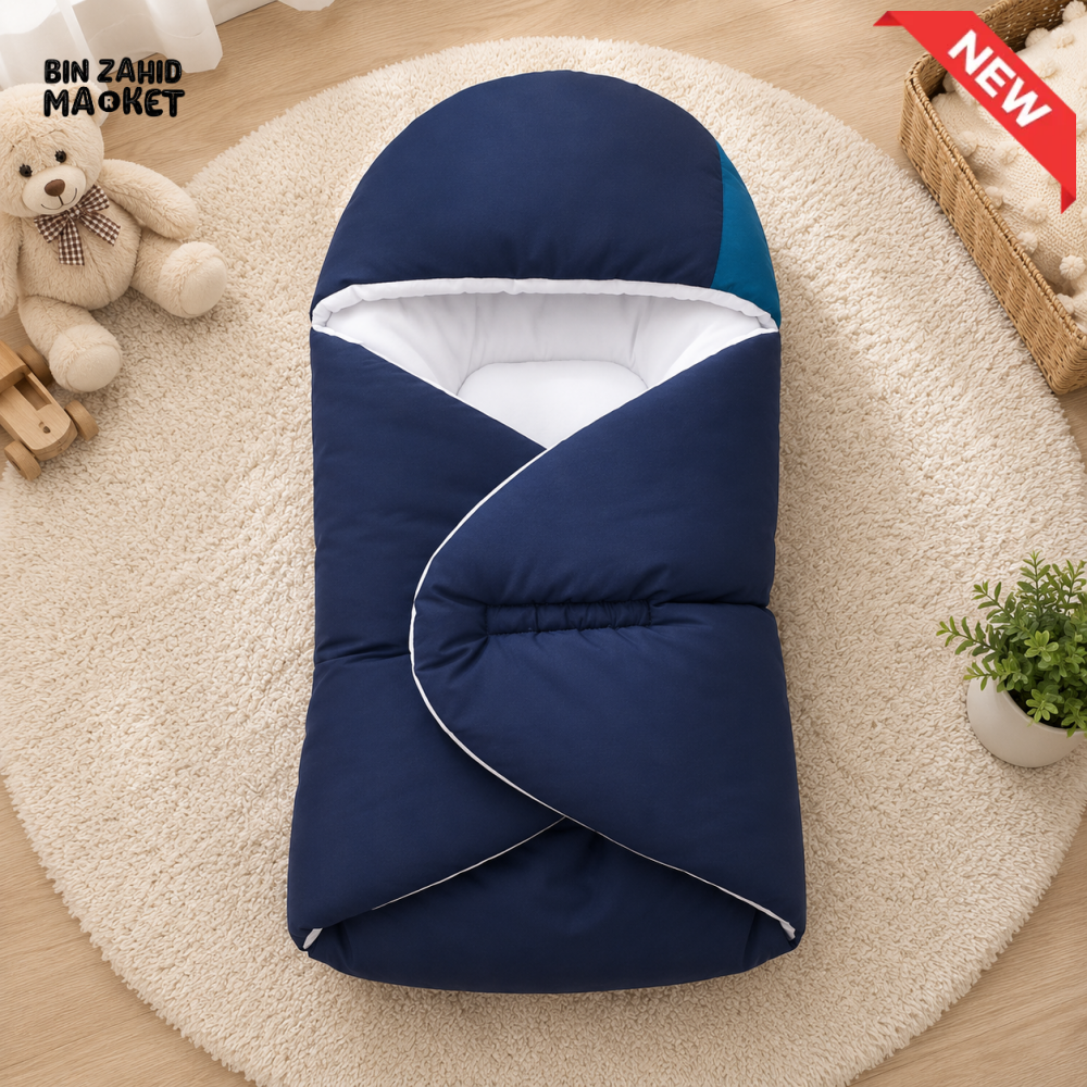 SOLID COTTON POLYESTER BABY CARRY NEST - BLUE