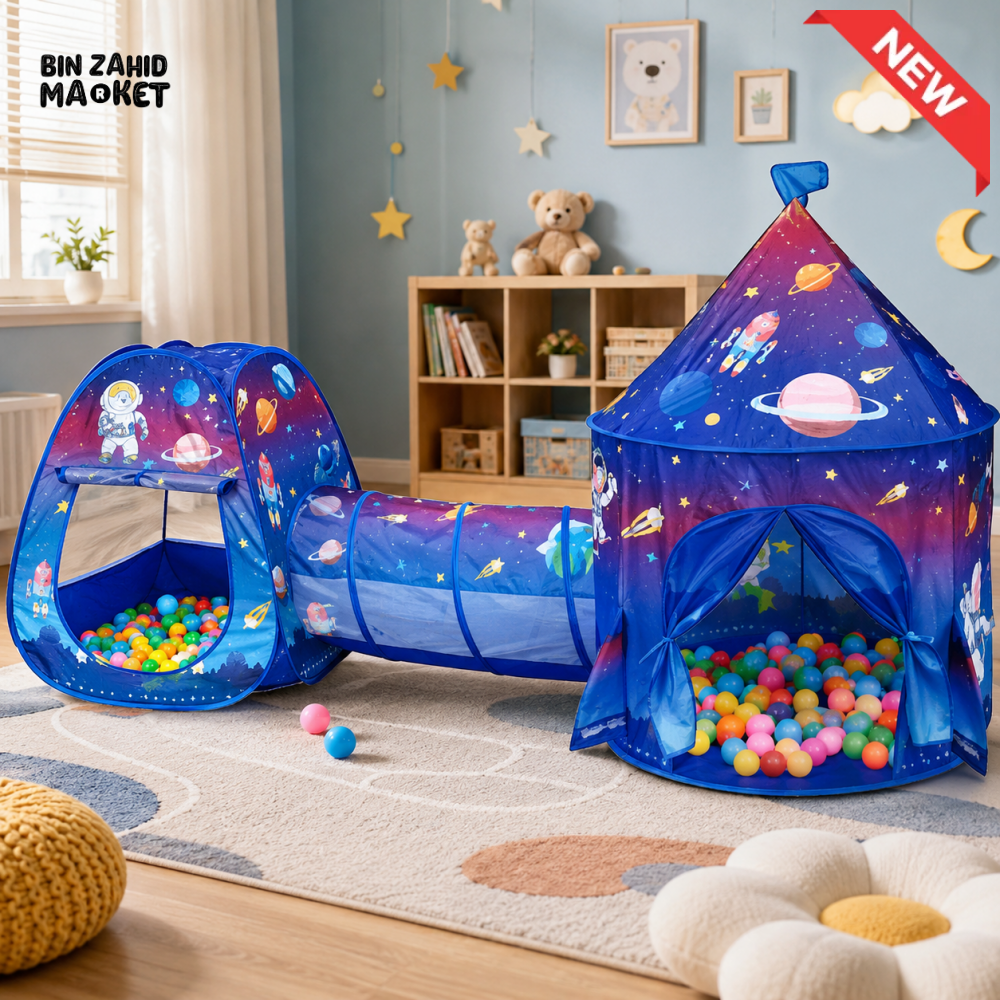 SPACE CASTLE PLAY TENT WITH BALL PIT & TUNNEL