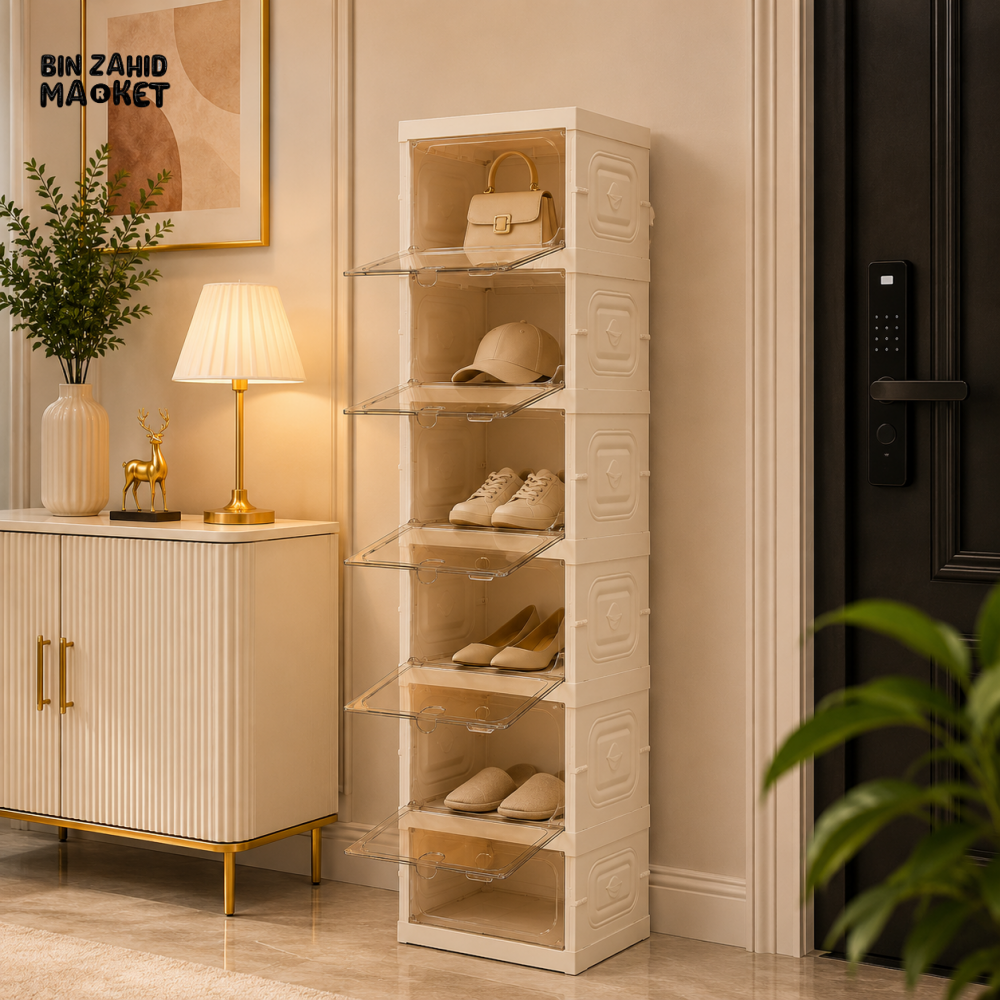 SPACE-SAVING 6-COMPARTMENT FOLDABLE SHOE STORAGE CABINET - ZJ-04