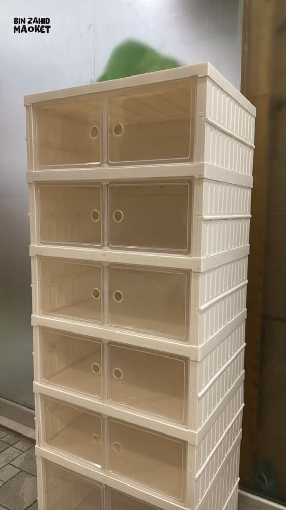 SPACE-SAVING DOUBLE DOOR SHOE STORAGE 6 COMPARMENT CABINET- ZJ-07