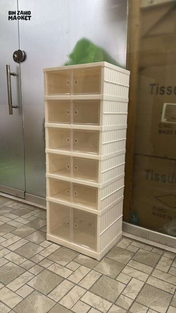 SPACE-SAVING DOUBLE DOOR SHOE STORAGE 6 COMPARMENT CABINET- ZJ-07
