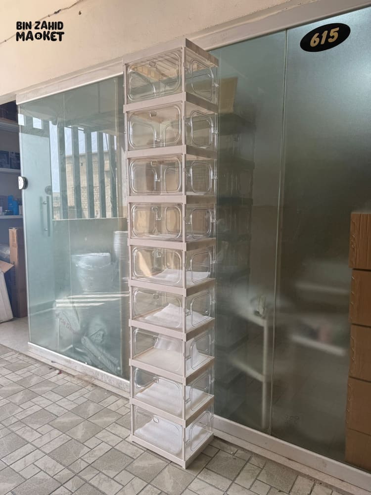 SPACE-SAVING FOLDABLE SHOE CABINET WITH CLEAR DISPLAY DOORS 9-COMPARTMENT - ZJ- 05