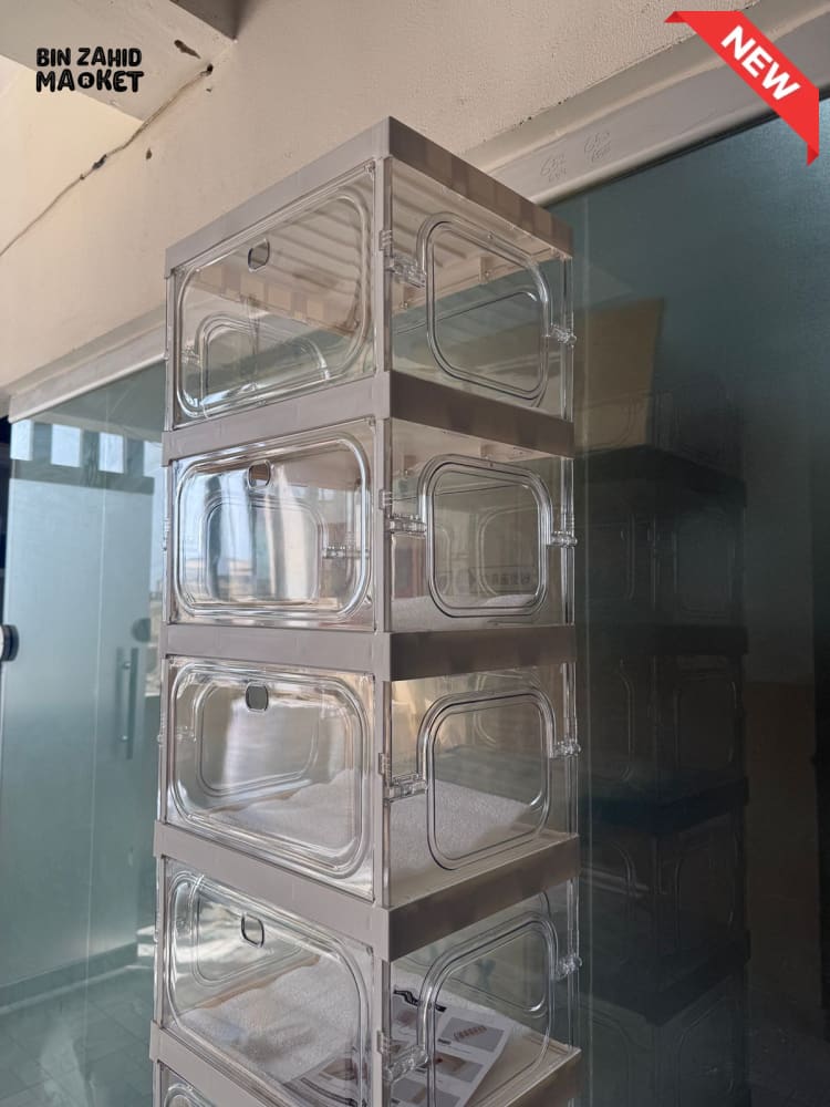 SPACE-SAVING FOLDABLE SHOE CABINET WITH CLEAR DISPLAY DOORS 9-COMPARTMENT - ZJ- 05