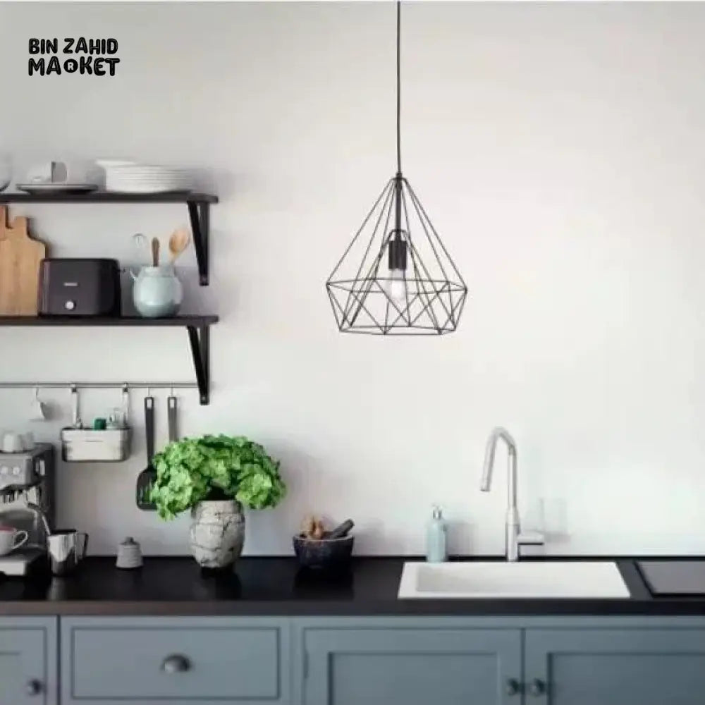 SPARKLING DIAMOND DROP PENDANT LAMP WITH VINTAGE EDISON BULB