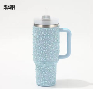 SPARKLY RHINESTONE TUMBLER – 40OZ PEARL STYLE MUG - BLUE