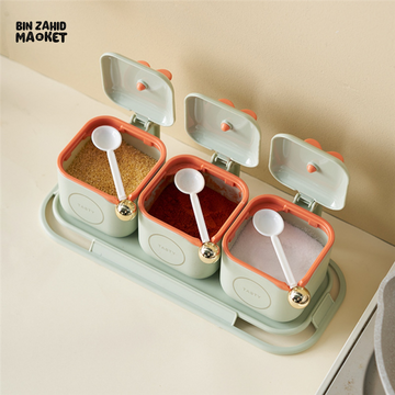 SPICE JARS WITH HOLDER AND TRAY – SEALED CONTAINER SET FOR KITCHEN & COUNTERTOP ORGANIZATION