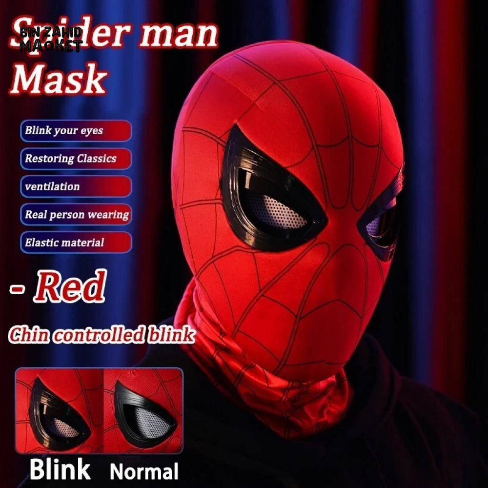 SPIDER-MAN RED MASK WITH MOVING EYES | COSPLAY & COSTUME MASK