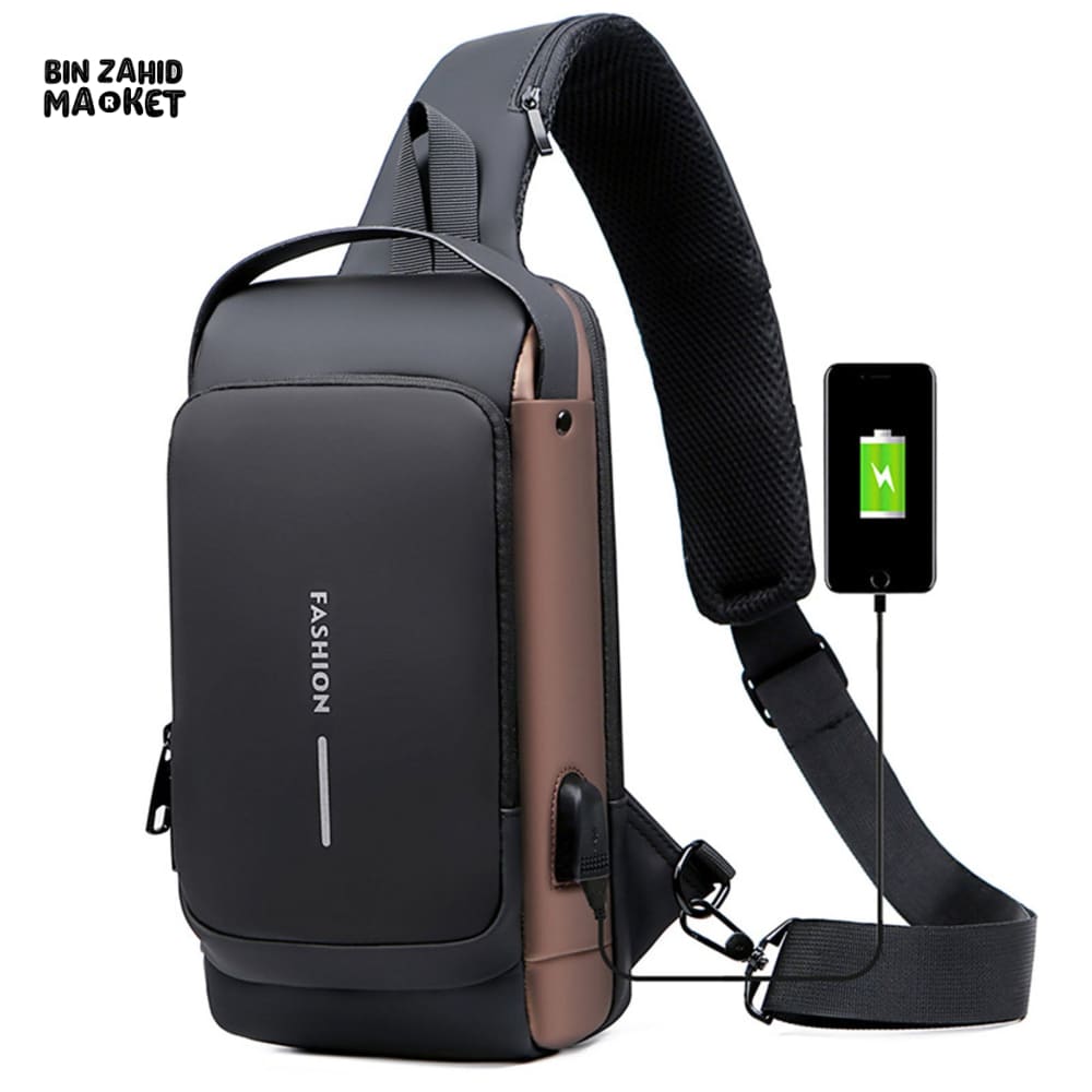 SPORT SLING BAG WITH USB CHARGING, PASSWORD LOCK, LARGE CAPACITY, WATER RESISTANT, ANTI-THEFT CROSSBODY BAG