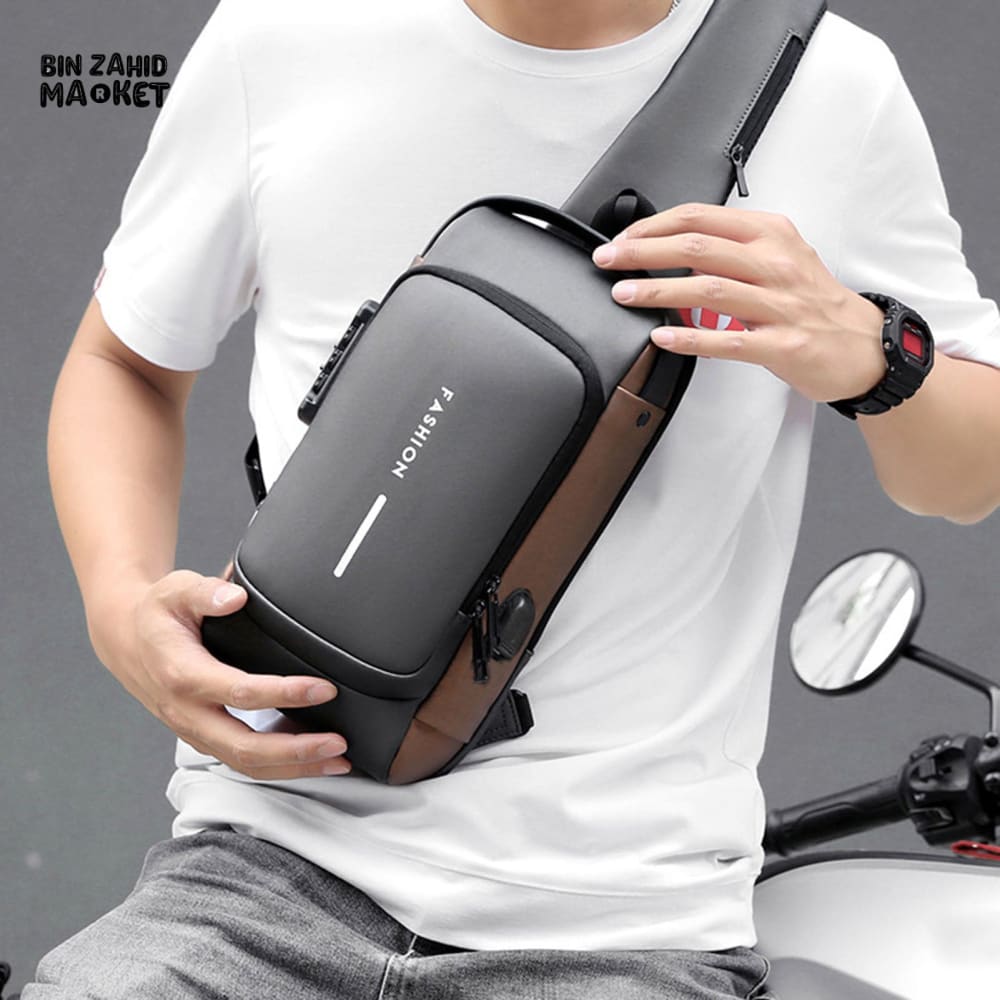 SPORT SLING BAG WITH USB CHARGING, PASSWORD LOCK, LARGE CAPACITY, WATER RESISTANT, ANTI-THEFT CROSSBODY BAG