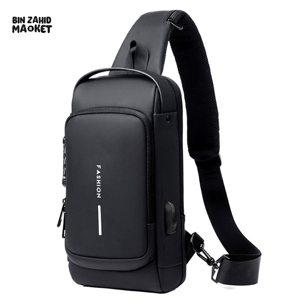 SPORT SLING BAG WITH USB CHARGING, PASSWORD LOCK, LARGE CAPACITY, WATER RESISTANT, ANTI-THEFT CROSSBODY BAG