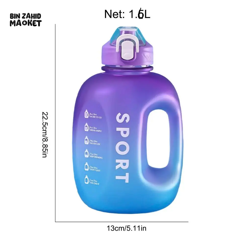 SPORT WATER BOTTLE | PORTABLE FITNESS PLASTIC CUP WITH STRAW LARGE CAPACITY OUTDOOR TRAVEL DRINKWARE BOTTLE 1.6