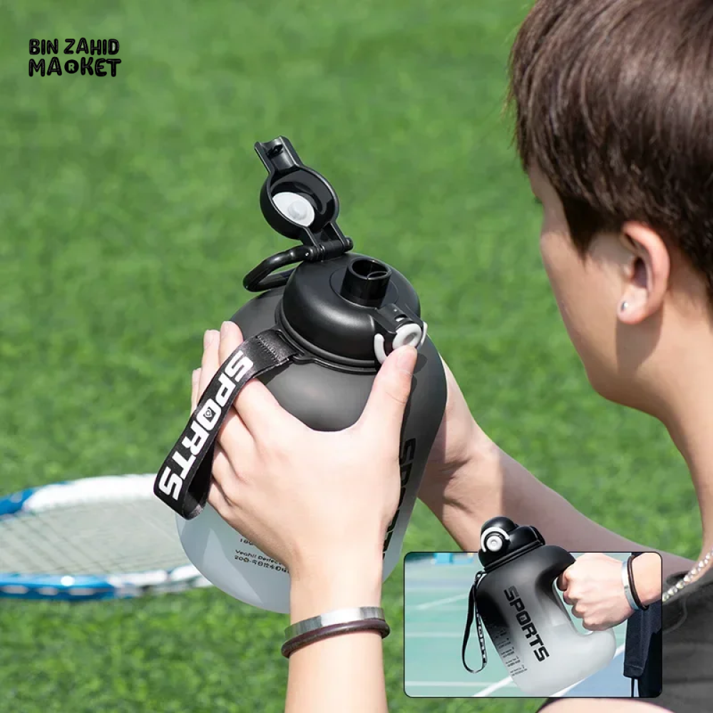 SPORT WATER BOTTLE | PORTABLE FITNESS PLASTIC CUP WITH STRAW LARGE CAPACITY OUTDOOR TRAVEL DRINKWARE BOTTLE